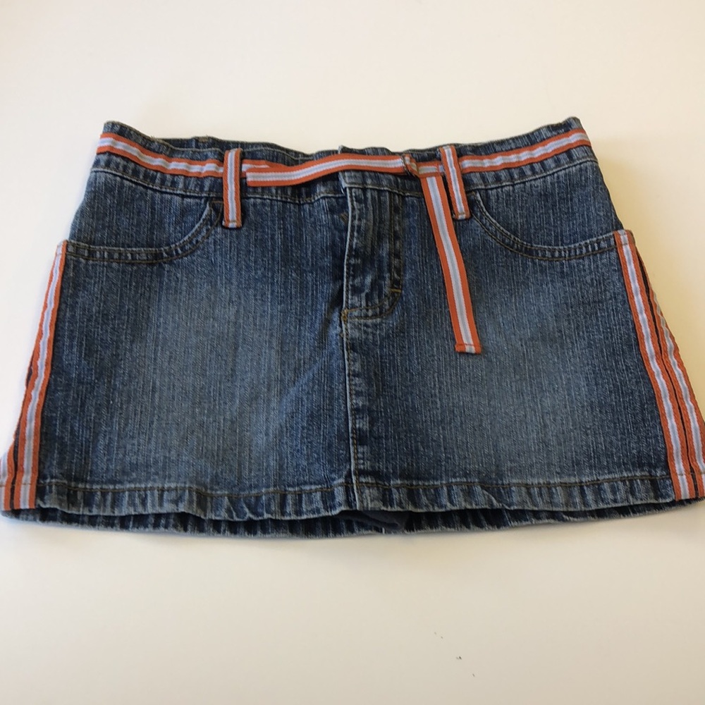 Gasoline denim skirt w attached blk shorts girls 7